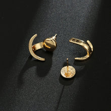 Load image into Gallery viewer, Ladies Geometric Moon Double Sided Round Stud Earrings

