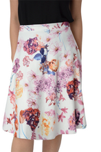 Load image into Gallery viewer, Ladies White Multi Floral Print Elasticated Waist Fit &amp; Flare Skirt
