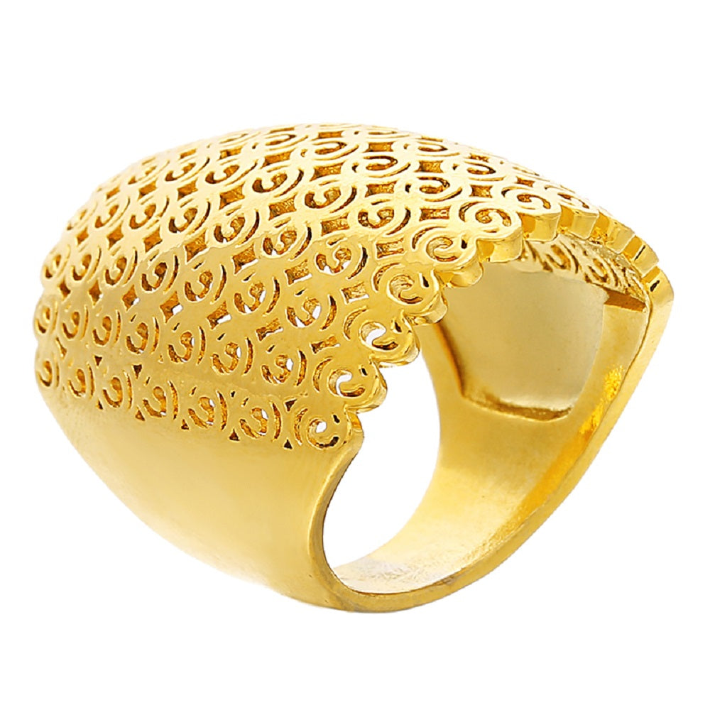 Gold Filled Big Cutout Circle Thick Band Chunky Ring