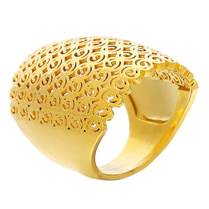 Gold Filled Big Cutout Circle Thick Band Chunky Ring
