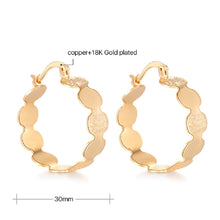 Load image into Gallery viewer, 18K Gold Plated Circle Links Brush Smooth Finish Creole Earrings
