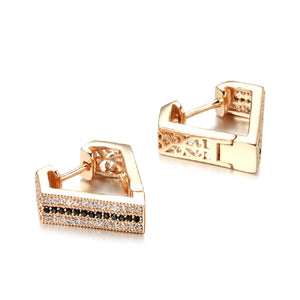 Ladies Rose Gold Triangle Inlaid crystals Earrings