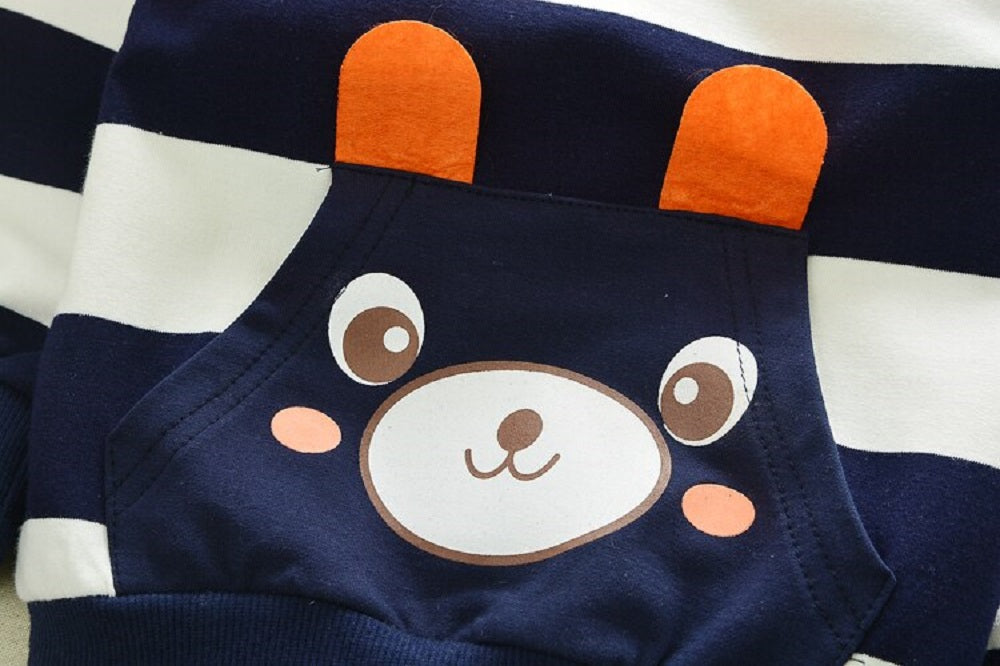 Boys Toddlers Navy Stripe Bunny Top & Bottom Set