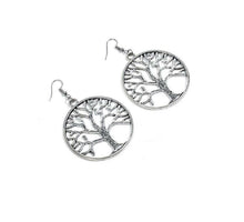 Load image into Gallery viewer, Sterling Silver Tree of Life Drop Hook Earrings
