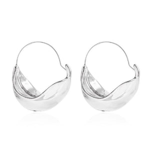 18K Gold Plated Irregular Shape Open Middle Basket Drop Hoop Earrings