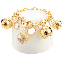 Load image into Gallery viewer, Ladies Gold Chunky Round Link Chain with Hollow Ball Cutout Crystal Bracelets
