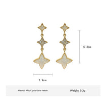 Load image into Gallery viewer, Ladies White Four-Leaf Clover Zircon Crystal Dangling Stud Earrings
