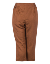 Load image into Gallery viewer, Ladies Brown 3/4 Cropped Linen Blend Plus Size Trousers
