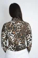 Load image into Gallery viewer, Brown Leopard Print Roll Neck Bodysuit Top
