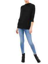 Load image into Gallery viewer, Ladies Black High Neck Soft Relaxed Fit Longline Long Sleeve Jumper Top
