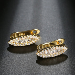 Ladies S925 Gold Silver Eye Shape Crystals Earrings