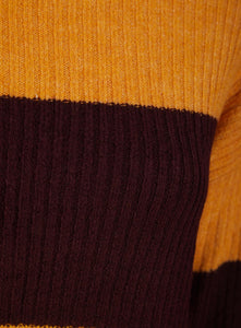 Ladies Striped Color Block Soft Knit Jumper