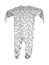 Load image into Gallery viewer, Unisex Baby White Animal Print Cotton Footie Sleepsuit
