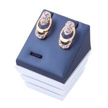 Load image into Gallery viewer, Ladies Elegant Gold Plated Choker Drop Layered Smooth Crystal 4 Pce Necklace Set
