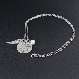 Memorial Necklace A piece of my heart lives in heaven Sympathy Pendant Necklace