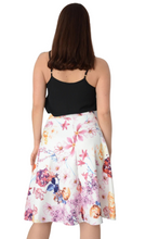 Load image into Gallery viewer, Ladies White Multi Floral Print Elasticated Waist Fit &amp; Flare Skirt
