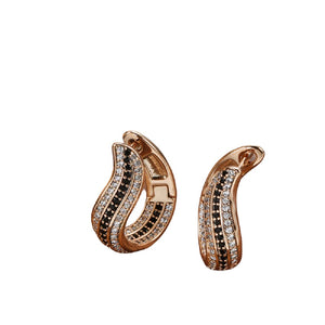 Ladies Rose Gold Curly U Shape Natural Crystals Earrings