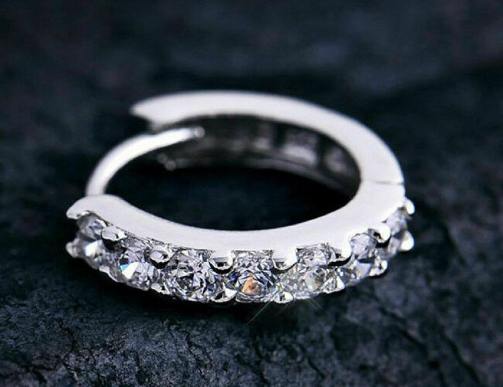 925 Sterling Silver Small Round Crystal Earrings