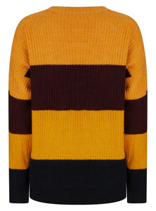 Ladies Striped Color Block Soft Knit Jumper