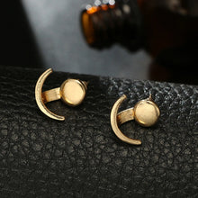Load image into Gallery viewer, Ladies Geometric Moon Double Sided Round Stud Earrings
