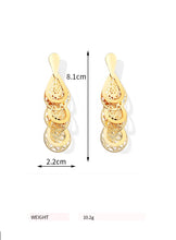 Load image into Gallery viewer, Ladies Gold Hollow Cut Out Tier Layered Geer Wheel Drop Earrings
