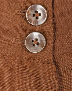 Ladies Brown 3/4 Cropped Linen Blend Plus Size Trousers