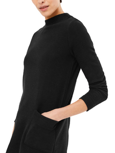 Ladies Black High Neck Soft Relaxed Fit Longline Long Sleeve Jumper Top