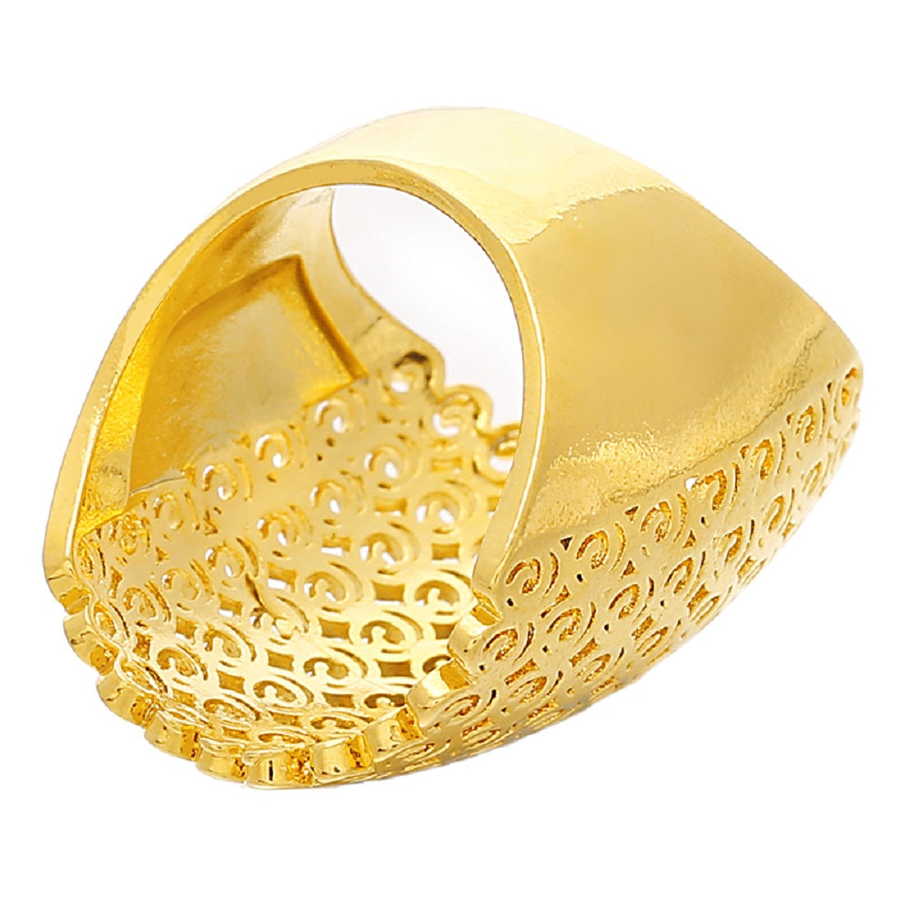 Gold Filled Big Cutout Circle Thick Band Chunky Ring