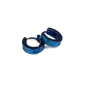 Blue Smooth Titanium Steel Anti-Allergic Small Hoop Earrings