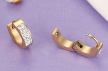 Load image into Gallery viewer, Gold Small Stainless Steel Crystal Small Huggie Hoop Earrings
