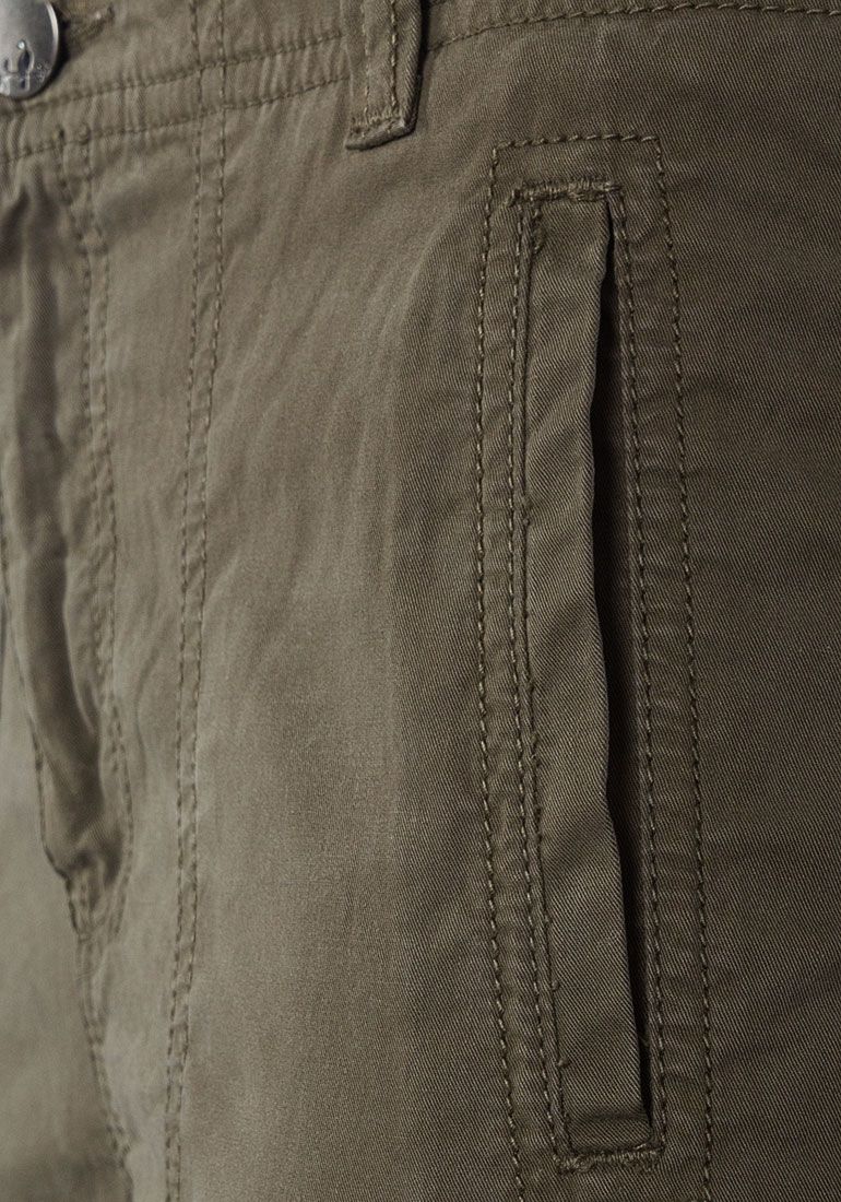 Ladies Hunter Green Turn-Up Cuff Chino Regular Fit Cotton Pants