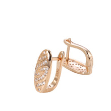 Load image into Gallery viewer, Ladies Rose Gold Oblong Wavy Natural Zircon Earrings
