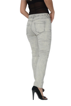 Load image into Gallery viewer, Ladies Light Grey Straight Leg Mid Rise Stretch Skinny Jeans
