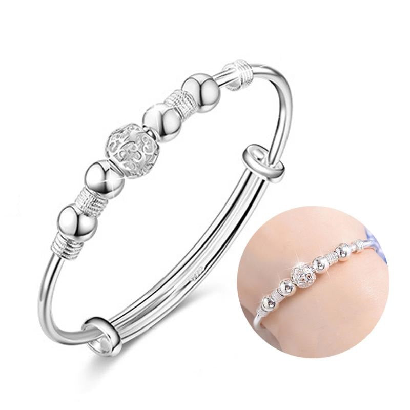 Ladies 925 Sterling Silver Good Luck Beads Adjustable Bracelet