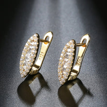 Load image into Gallery viewer, Ladies S925 Gold Silver Eye Shape Crystals Earrings
