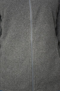 Ladies Grey Full Zip Long Sleeve Soft Fleece Cardigan