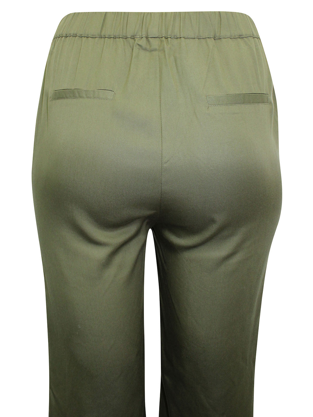 Ladies Lily Ella Khaki Pull On Elasticated Full Length Plus Size Trousers