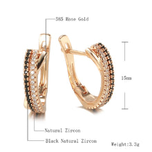Load image into Gallery viewer, Ladies Rose Gold U Shape Crystals Inlay Natural Black White Zircon Clip Earrings
