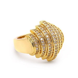 Ladies 18k Gold Plated Geometric 7 Layered Rows Band Ring