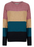 Ladies Striped Color Block Soft Knit Jumper