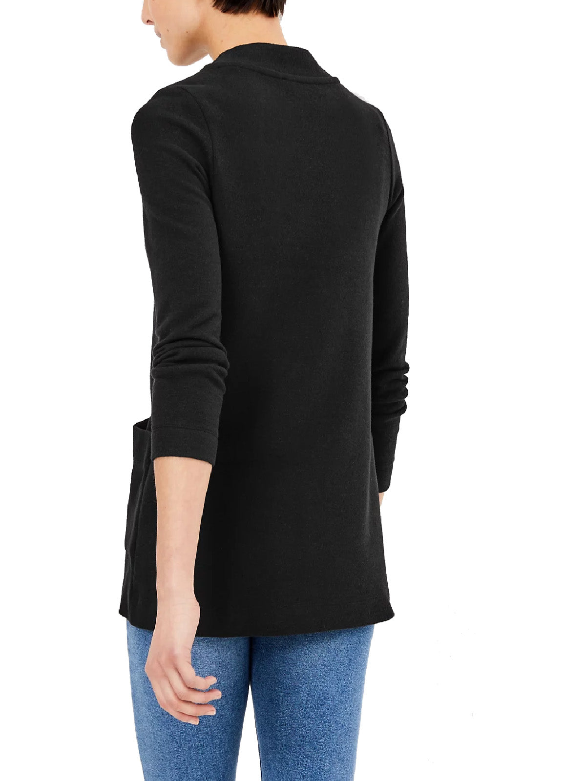 Ladies Black High Neck Soft Relaxed Fit Longline Long Sleeve Jumper Top