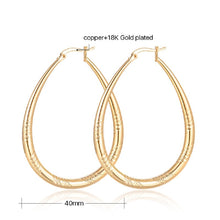 Load image into Gallery viewer, Big Shinning Gold Plated Oval Carved Cut Hoop Earrings

