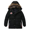 Kids Girls Boys Faux Furry Trim Detachable Hood Winter Coat