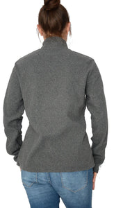 Ladies Grey Full Zip Long Sleeve Soft Fleece Cardigan