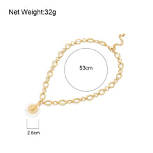 Load image into Gallery viewer, Ladies Gold Plated Round Shell Lotus Pendant Chunky Round Link Chain Necklace
