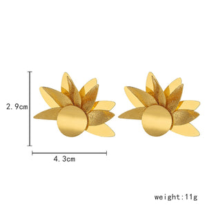 Ladies Gold Silver Layered Sunflower Statement Party Earrings