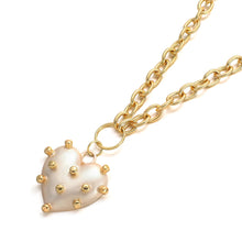 Load image into Gallery viewer, Ladies Gold Plated Chunky Round Link Chain &amp; Irregular Pokey Pearl Heart Pendant
