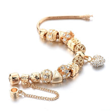 Load image into Gallery viewer, Ladies Gold Gift Box Ball Square Crystal Charms Rope Chain Bracelet
