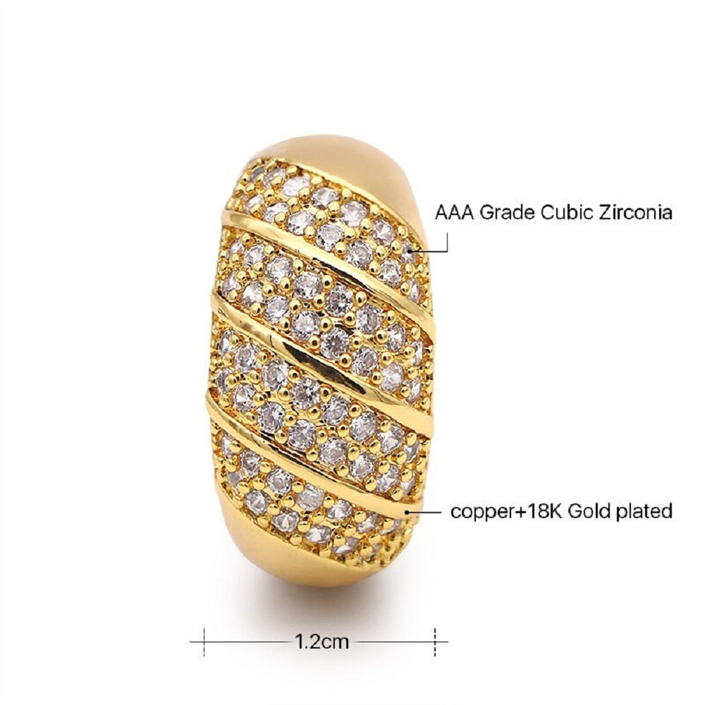 Ladies 18k Gold Plated 4 Rows Cubic Zirconia Thick Band Solid Ring