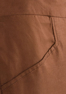 Ladies Brown 3/4 Cropped Linen Blend Plus Size Trousers